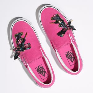 Vans Bayan Kaykay Ayakkabısı Oversized Lace Slip-On Platform Pembe/Beyaz | 93454-856